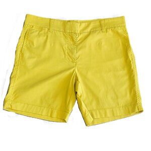 J. CREW Women's Size 6 Chino Yellow Shorts Cotton Blend with 7 Inch Inseam